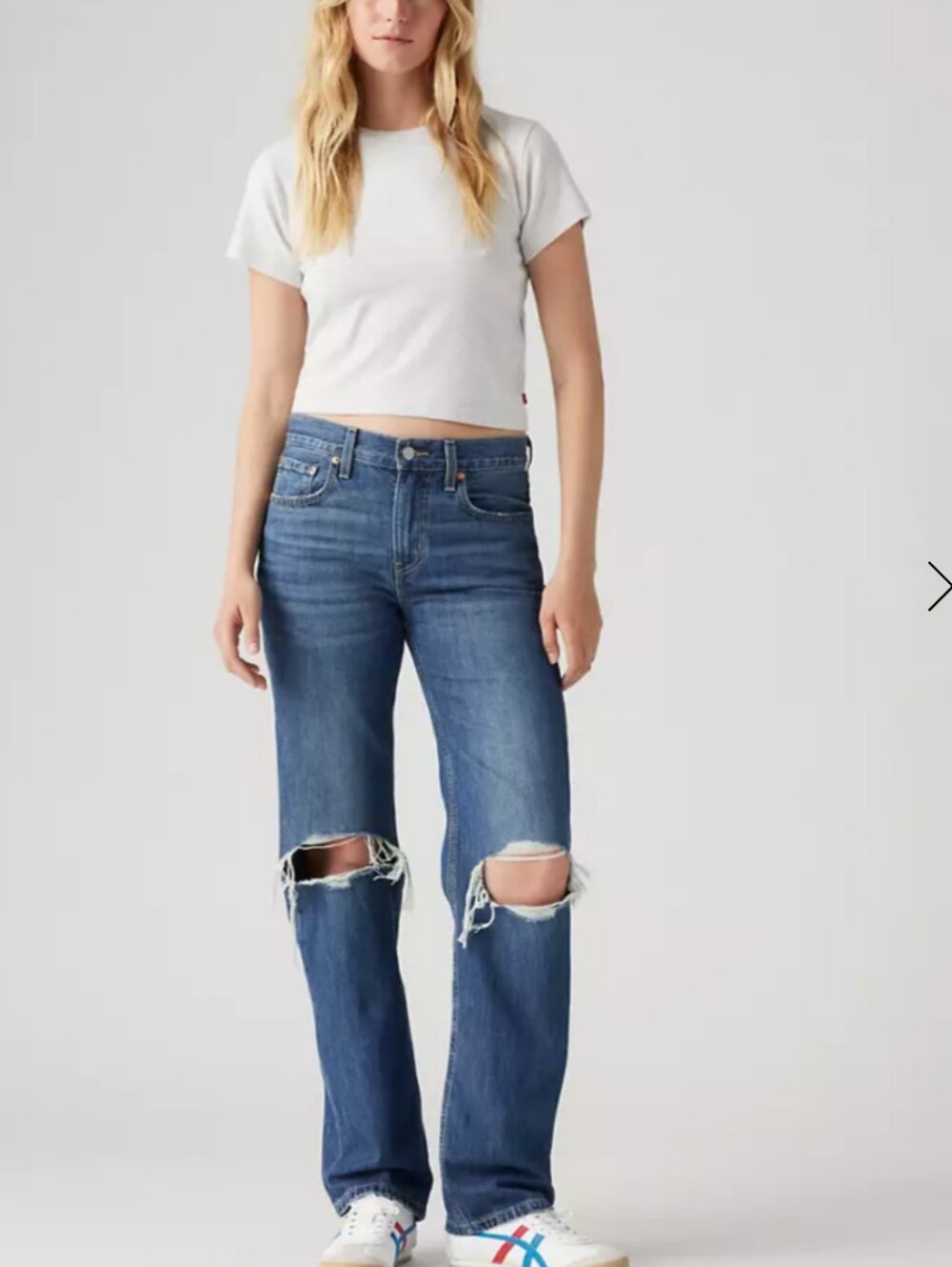 Levi's Low Pro Straight Jeans Medium Wash Distressed Size 29 NEW